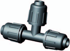 PP klemkoppeling T-stuk voor druppelslang 16 mm