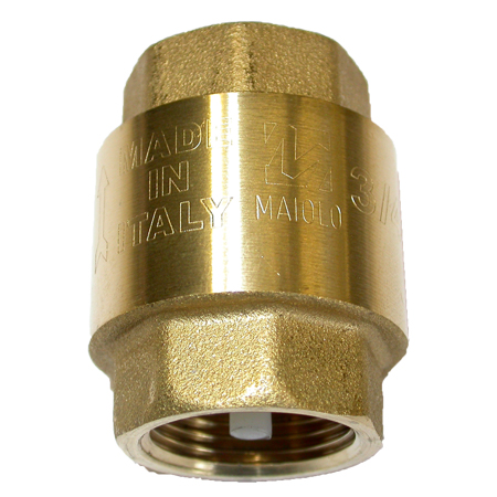 Messing terugslagklep veerbelast 1 1/2inch binnendraad