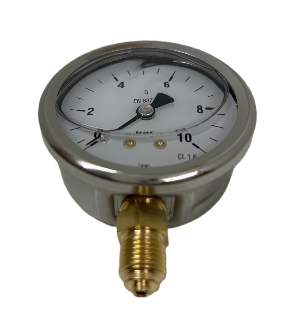 Manometer met onder aansluiting 63mm 0-10 bar gevuld met glycerine - Afbeelding 2