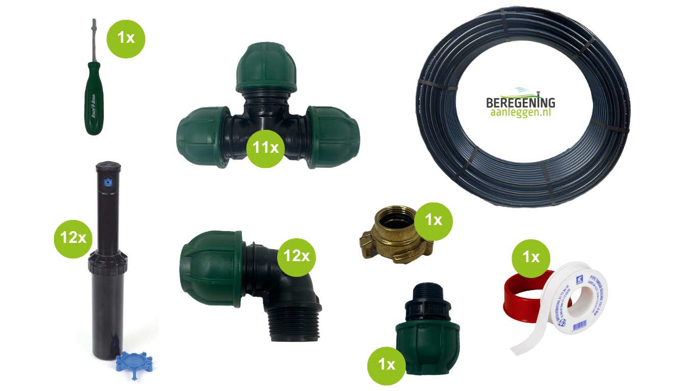 Complete RainBird tuinsproeierset 3504 | 12 sproeiers met tyleen