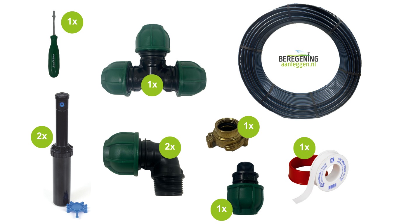 Complete RainBird tuinsproeierset 3504 | 2 sproeiers met tyleen