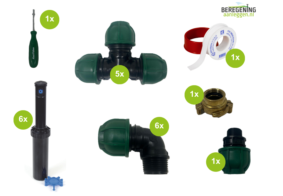Complete RainBird tuinsproeierset 3504 | 6 sproeiers zonder tyleen