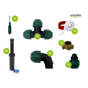 Complete RainBird tuinsproeierset 3504 | 8 sproeiers zonder tyleen