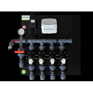 Automatisch verdeelstuk icm. RainBird RC2 wifi beregeningscomputer prefab wandmontage